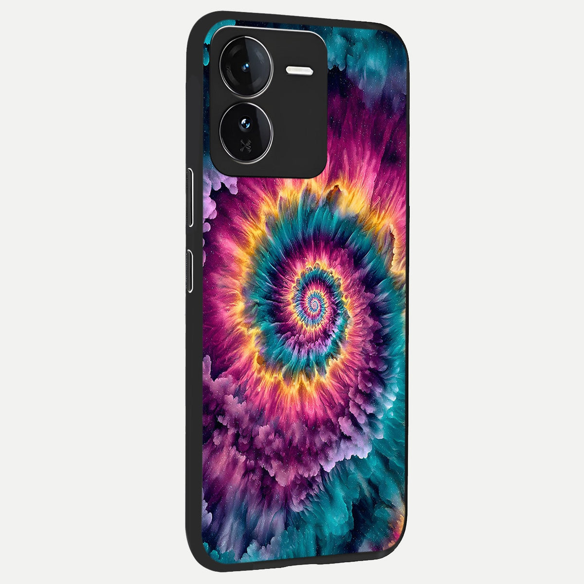  Galactic Spiral Burst back cover For iQOO Z9 slim fit glass case with vibrant aesthetic design