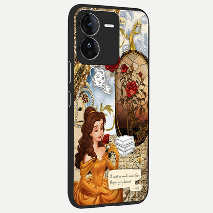 Golden Dream Belle back cover For iQOO Z9 slim fit glass case with vibrant aesthetic design
