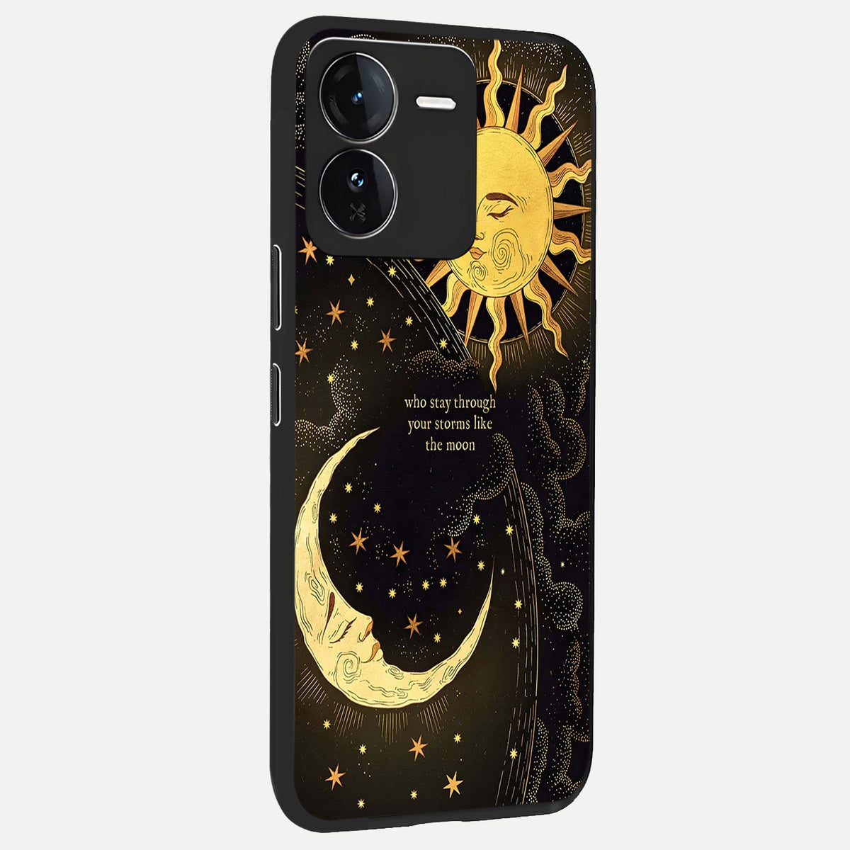  Golden Lunar Love back cover For iQOO Z9 slim fit glass case with vibrant aesthetic design