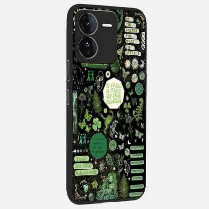  Green Mandala Pattern back cover For iQOO Z9 slim fit glass case with vibrant aesthetic design