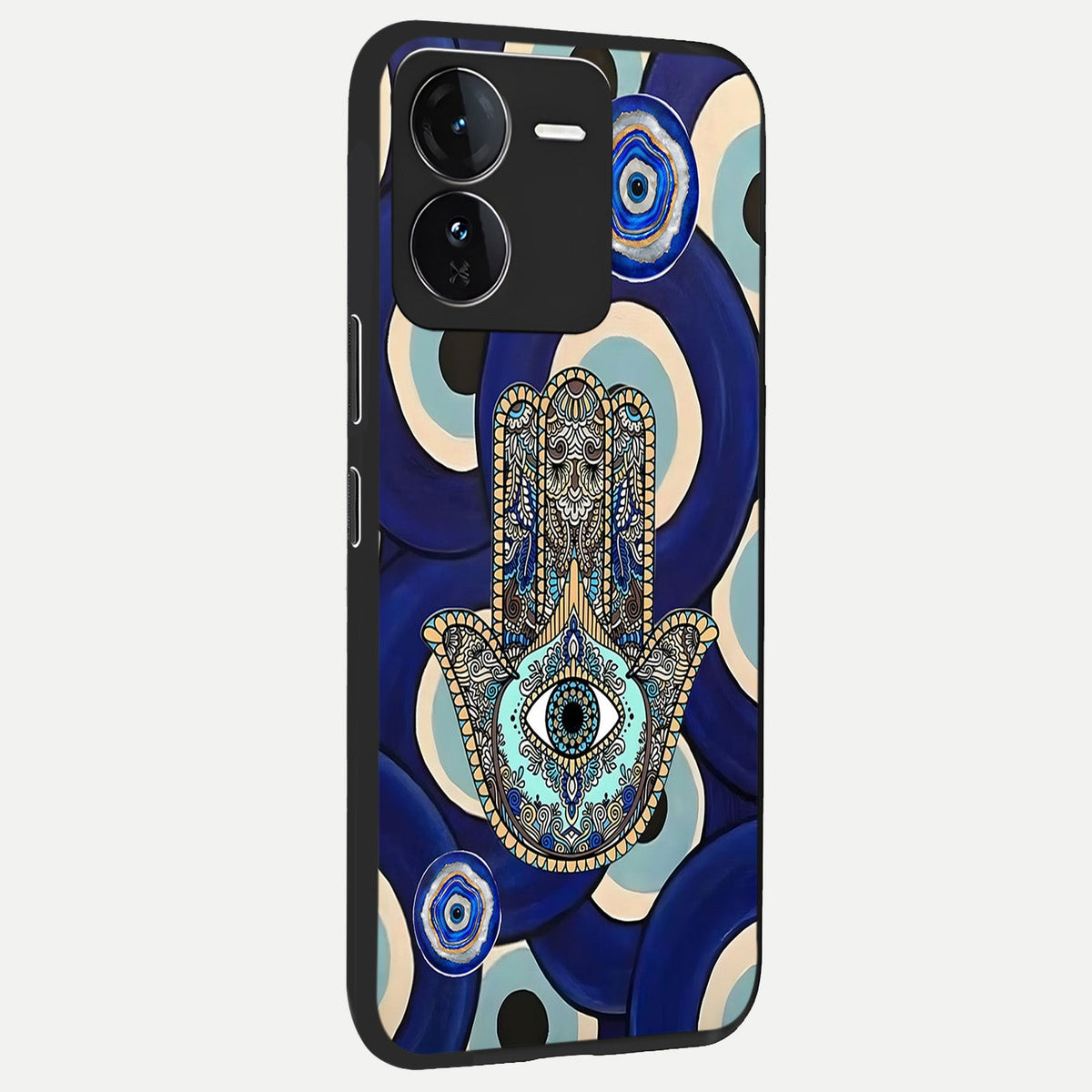  Hamsa Divine Guard back cover For iQOO Z9 slim fit glass case with vibrant aesthetic design