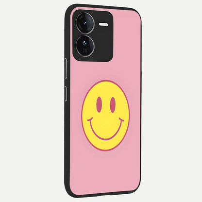  Happy Pink Mood back cover For iQOO Z9 slim fit glass case with vibrant aesthetic design