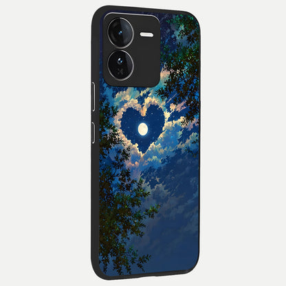  Heart With Moon Sky back cover For iQOO Z9 slim fit glass case with vibrant aesthetic design