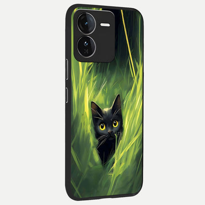  Hidden Cat Whisper back cover For iQOO Z9 slim fit glass case with vibrant aesthetic design