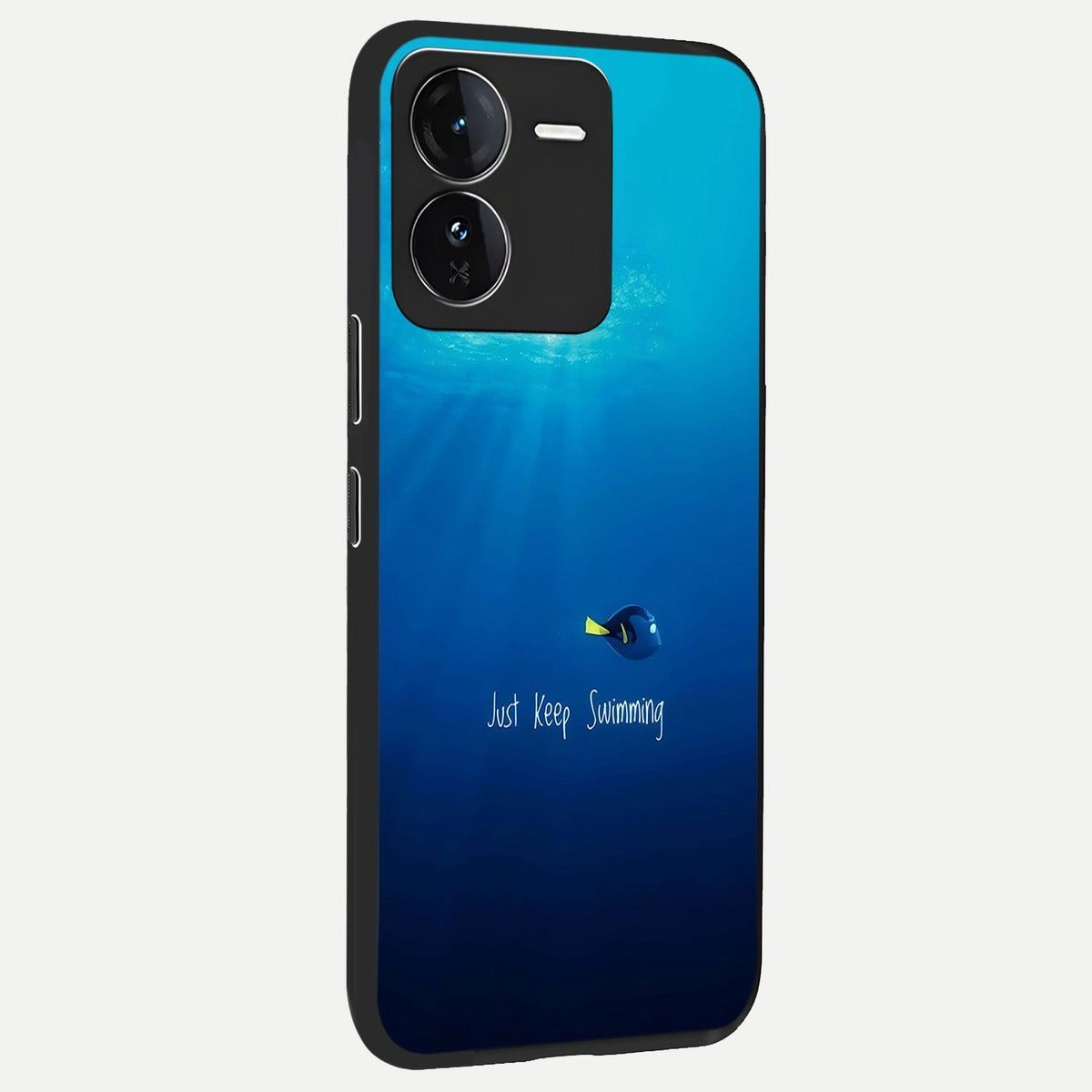  Just Keep Swimming back cover For iQOO Z9 slim fit glass case with vibrant aesthetic design