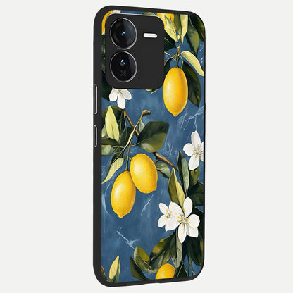  Lemon Dream Garden back cover For iQOO Z9 slim fit glass case with vibrant aesthetic design
