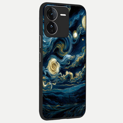  Midnight Sky Whirl back cover For iQOO Z9 slim fit glass case with vibrant aesthetic design