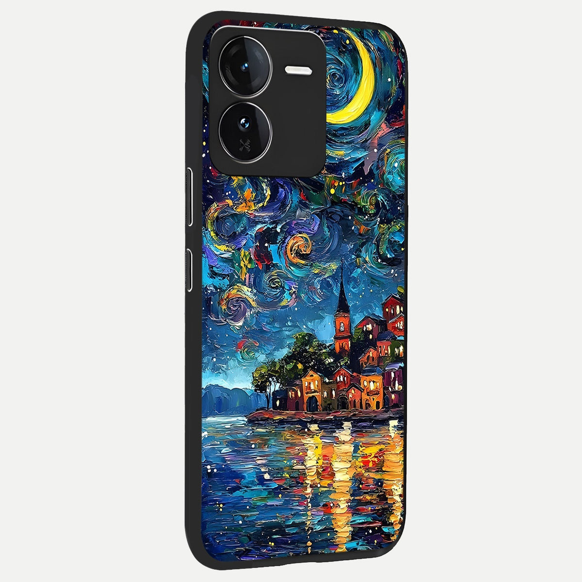  Moonlight Harbor Glow back cover For iQOO Z9 slim fit glass case with vibrant aesthetic design