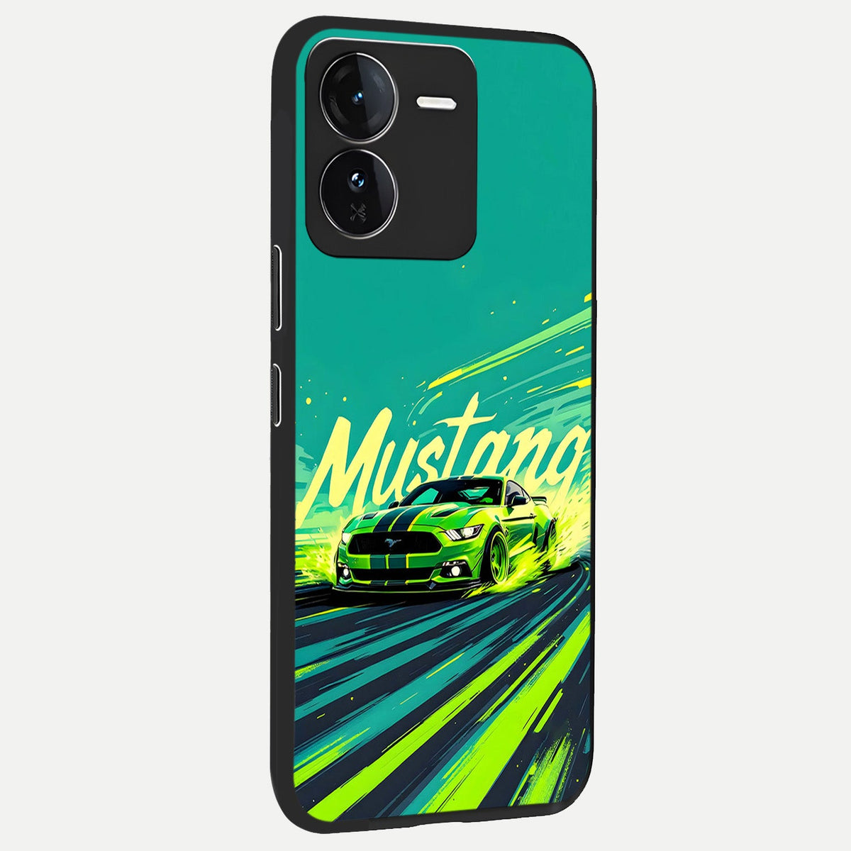  Mustang Bang back cover For iQOO Z9 slim fit glass case with vibrant aesthetic design