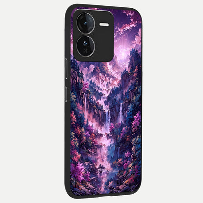  Mystic Cascade Peaks back cover For iQOO Z9 slim fit glass case with vibrant aesthetic design