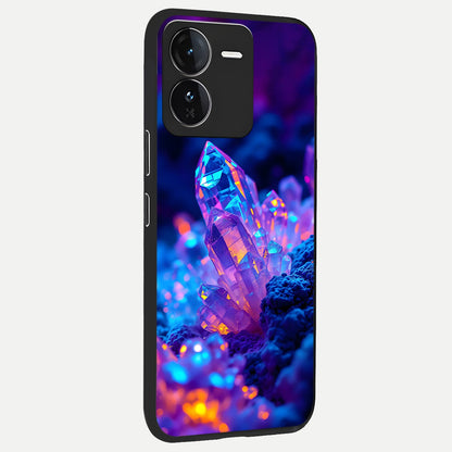  Neon Aura Shards back cover For iQOO Z9 slim fit glass case with vibrant aesthetic design