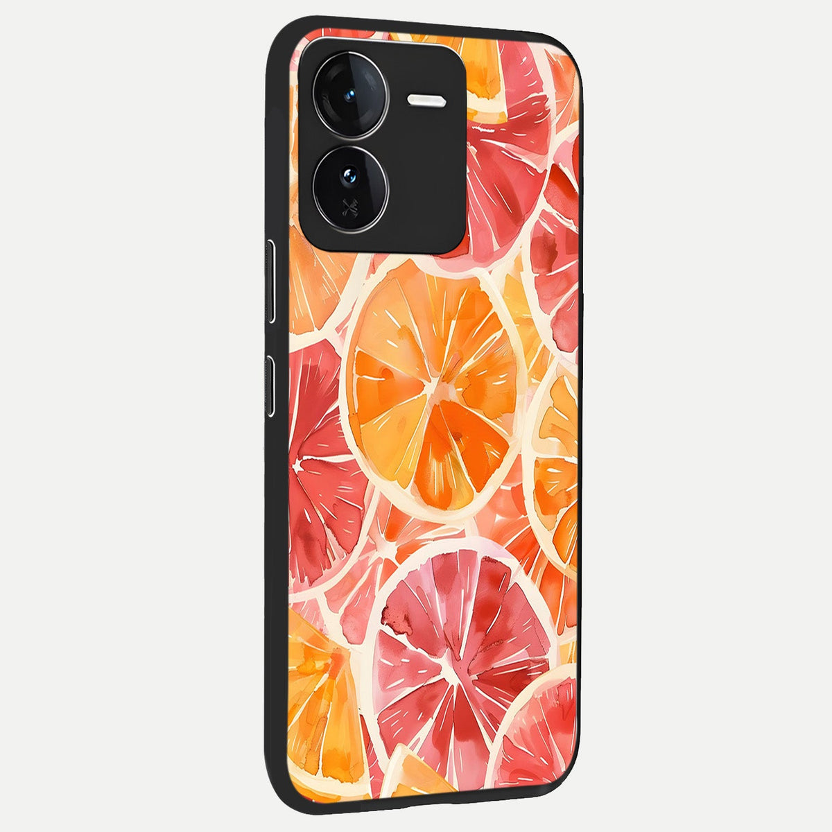  Orange Fruits Pattern back cover For iQOO Z9 slim fit glass case with vibrant aesthetic design