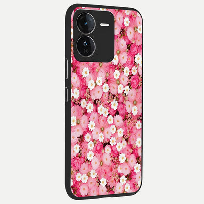  Pink Daisy Bliss back cover For iQOO Z9 slim fit glass case with vibrant aesthetic design