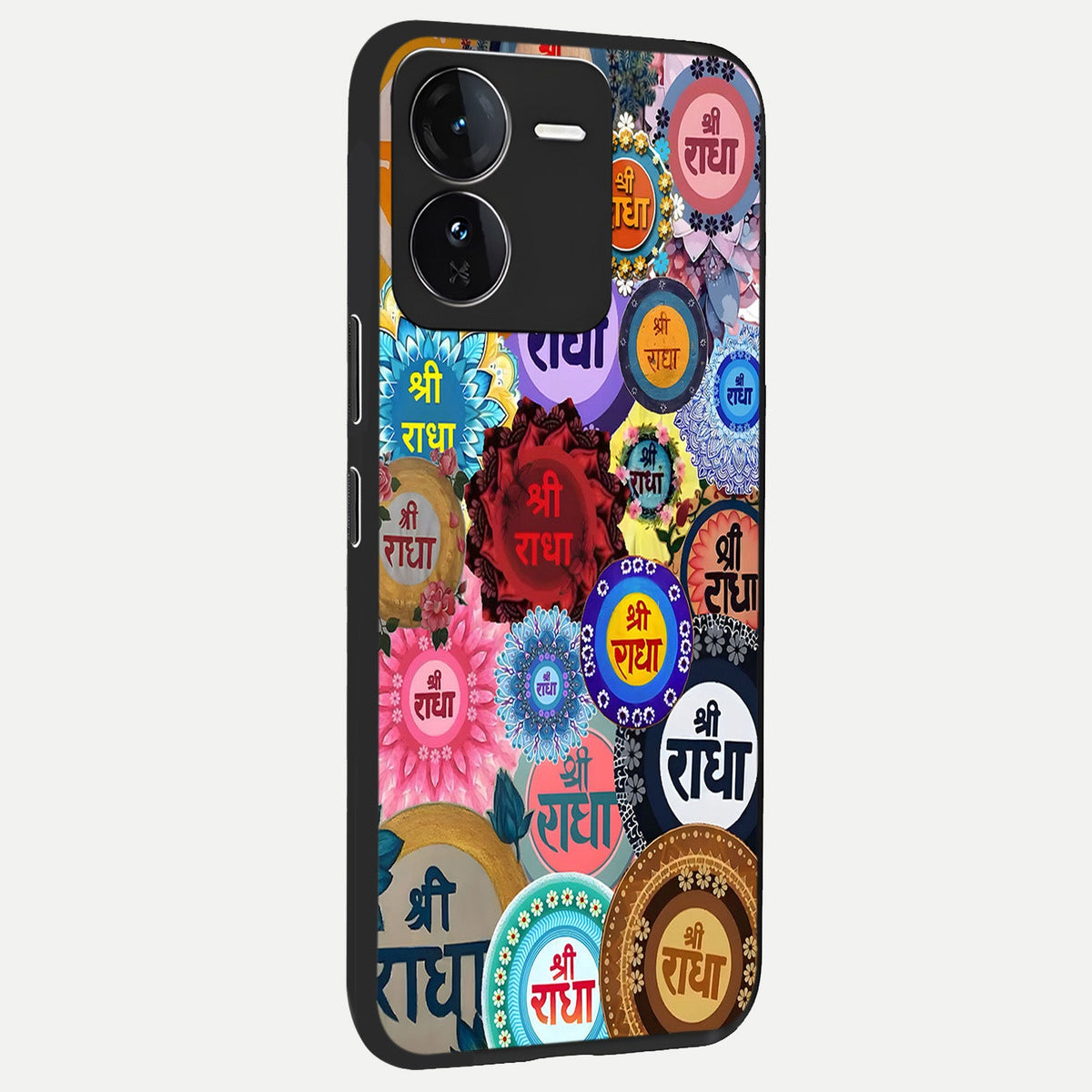  Radha Divine Bloom back cover For iQOO Z9 slim fit glass case with vibrant aesthetic design