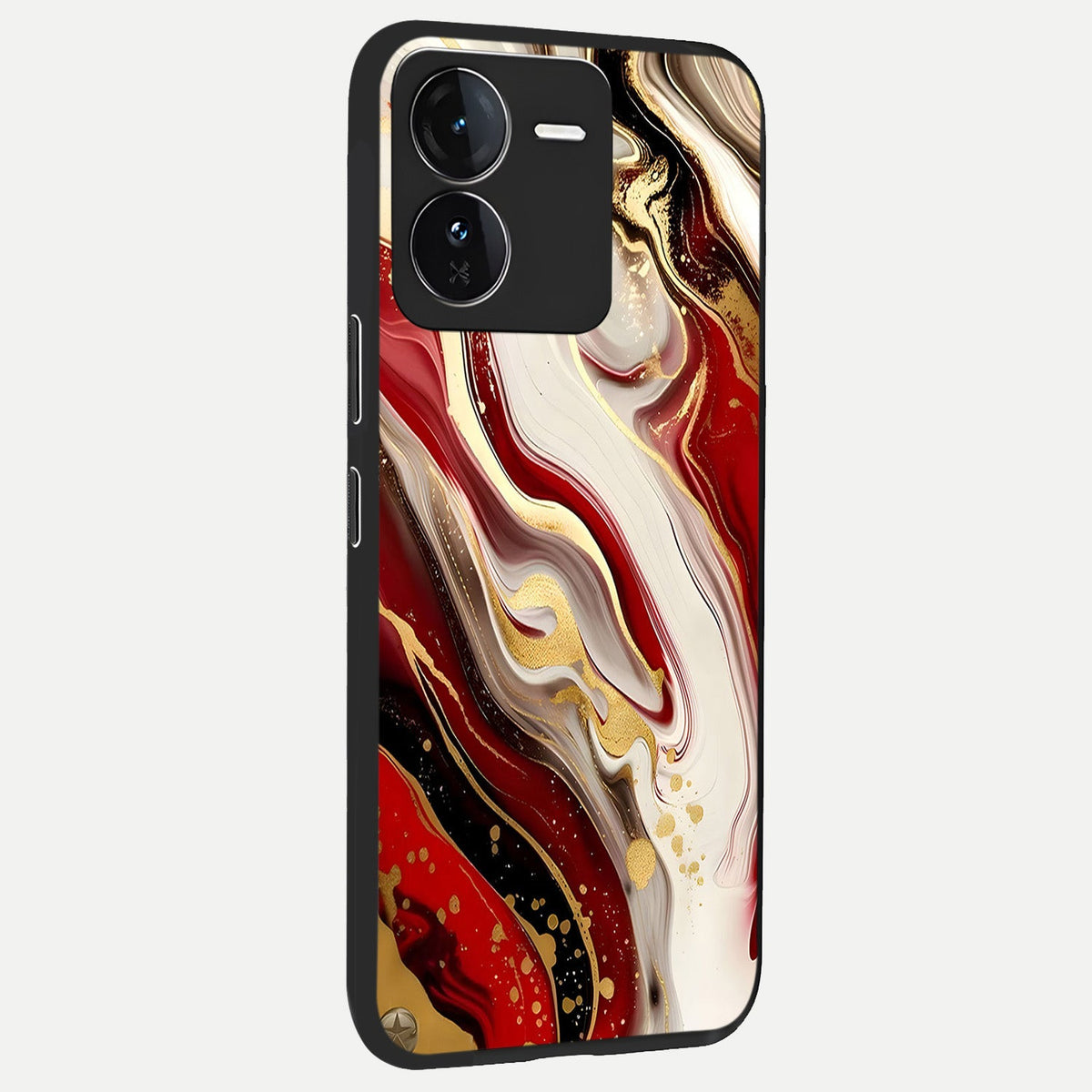  Red And White Marble back cover For iQOO Z9 slim fit glass case with vibrant aesthetic design