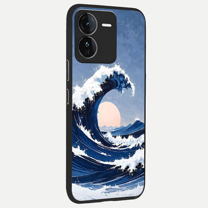 Rising Tide Power back cover For iQOO Z9 slim fit glass case with vibrant aesthetic design