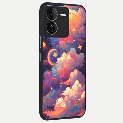  Starlit Dream Clouds back cover For iQOO Z9 slim fit glass case with vibrant aesthetic design