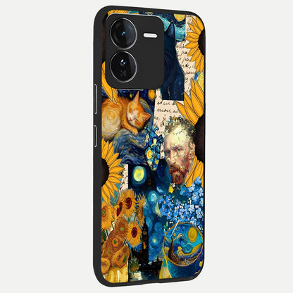  Sunflower Chic Mood Custom Name back cover For iQOO Z9 slim fit glass case with vibrant aesthetic design