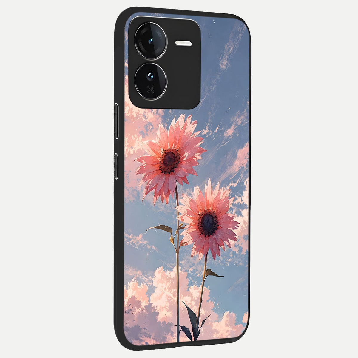  Sun Moon Balance back cover For iQOO Z9 slim fit glass case with vibrant aesthetic design