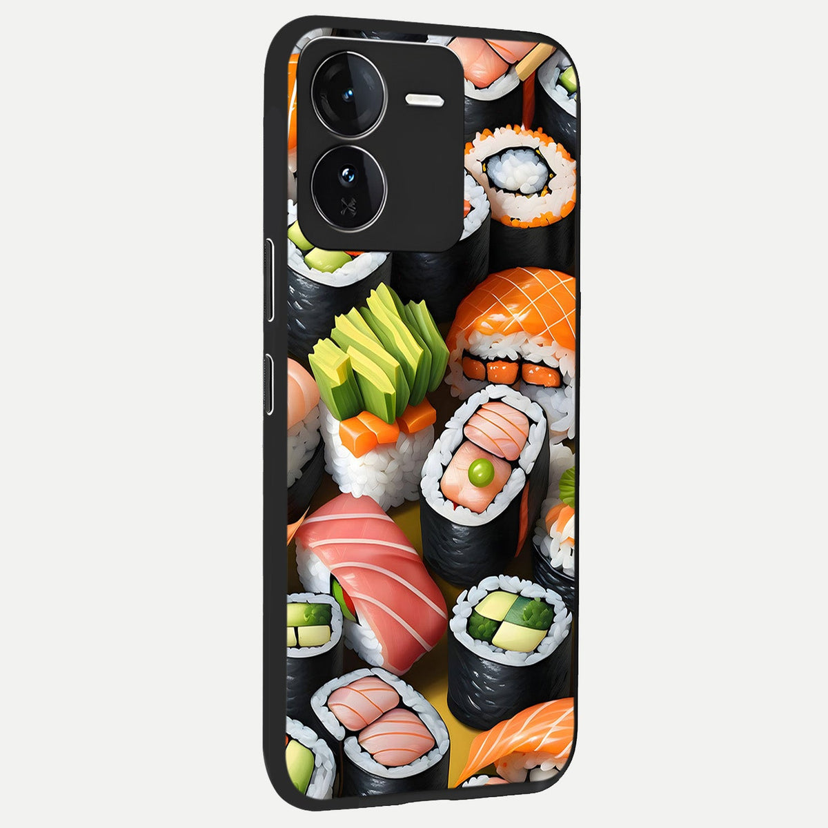  Sushi Food Pattern back cover For iQOO Z9 slim fit glass case with vibrant aesthetic design