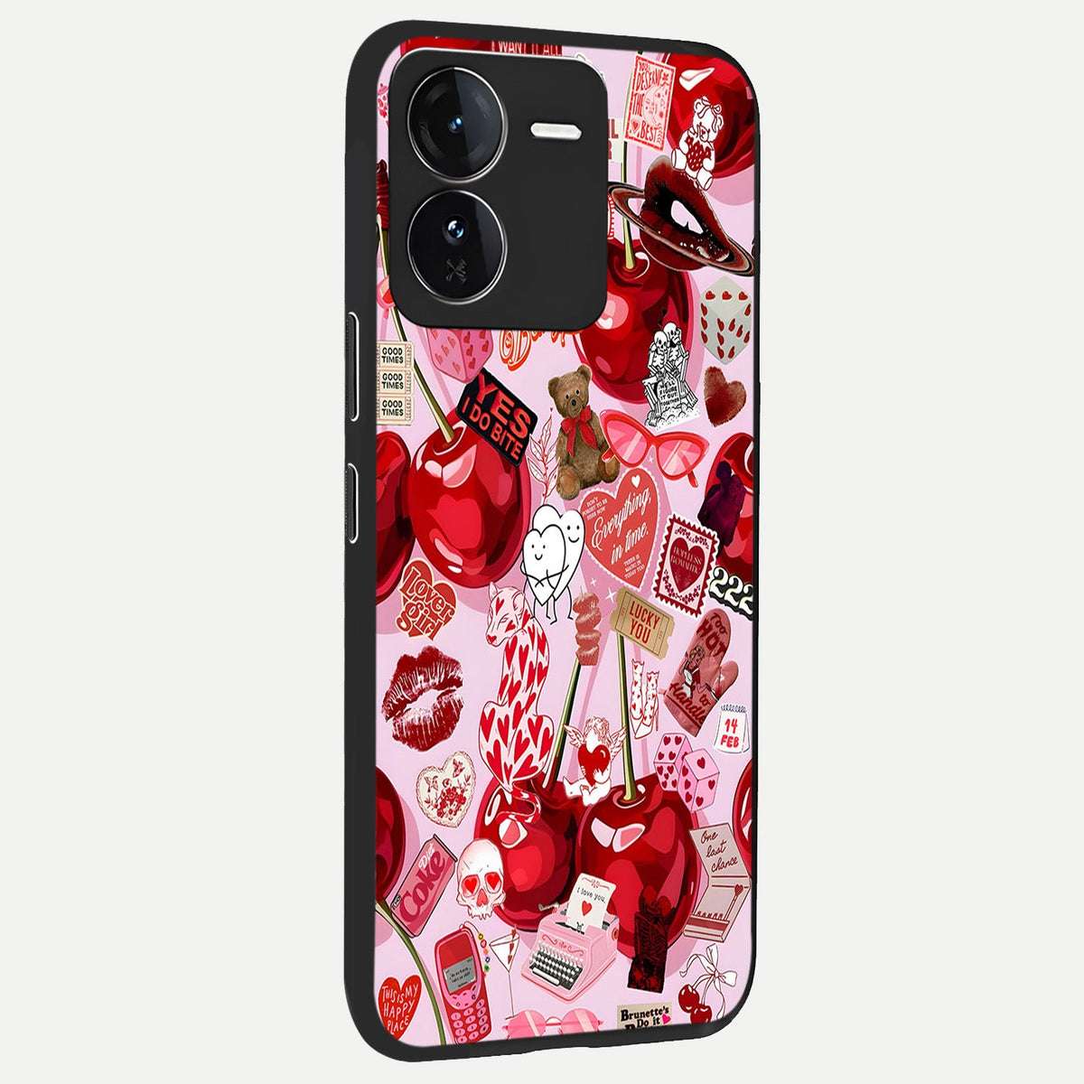  Sweet Cherry Chaos back cover For iQOO Z9 slim fit glass case with vibrant aesthetic design