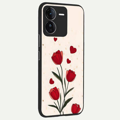  Tulip With Heart back cover For iQOO Z9 slim fit glass case with vibrant aesthetic design