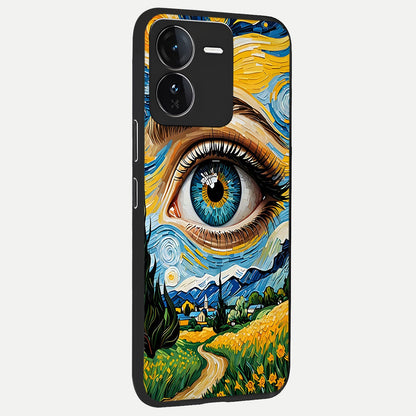  Van Gogh Eye back cover For iQOO Z9 slim fit glass case with vibrant aesthetic design