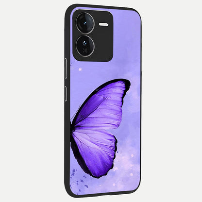  Violet Dream Wing back cover For iQOO Z9 slim fit glass case with vibrant aesthetic design