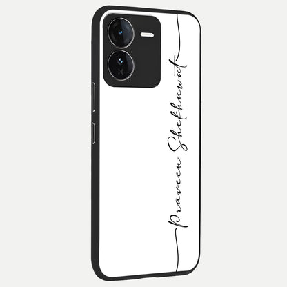  White Tune Custom Name back cover For iQOO Z9 slim fit personalized glass case with aesthetic design