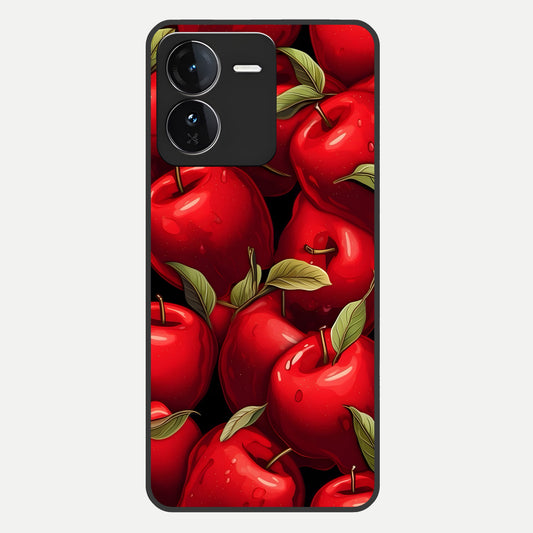 Apple Pattern Glass Case For iQOO Z9 back cover – full design glossy printed glass finish