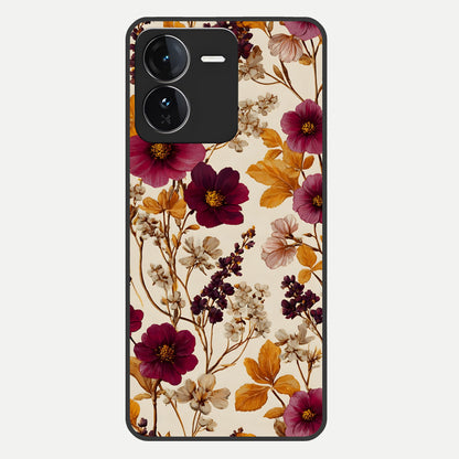  Autumn Wine Bloom Glass Case For iQOO Z9 back cover – full design glossy printed glass finish