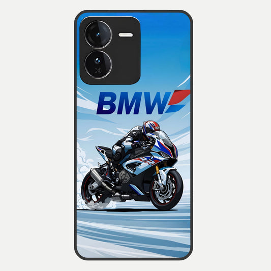  BMW Power Drift Glass Case For iQOO Z9 back cover – full design glossy printed glass finish