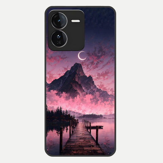  Beautiful Mountain View Glass Case For iQOO Z9 back cover – full design glossy printed glass finish