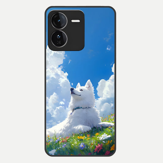  Blissful Cloud Pup Glass Case For iQOO Z9 back cover – full design glossy printed glass finish