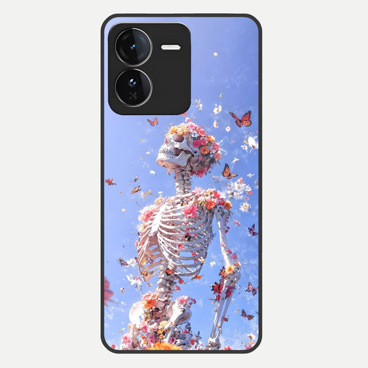  Bloom Beyond Bones Glass Case For iQOO Z9 back cover – full design glossy printed glass finish