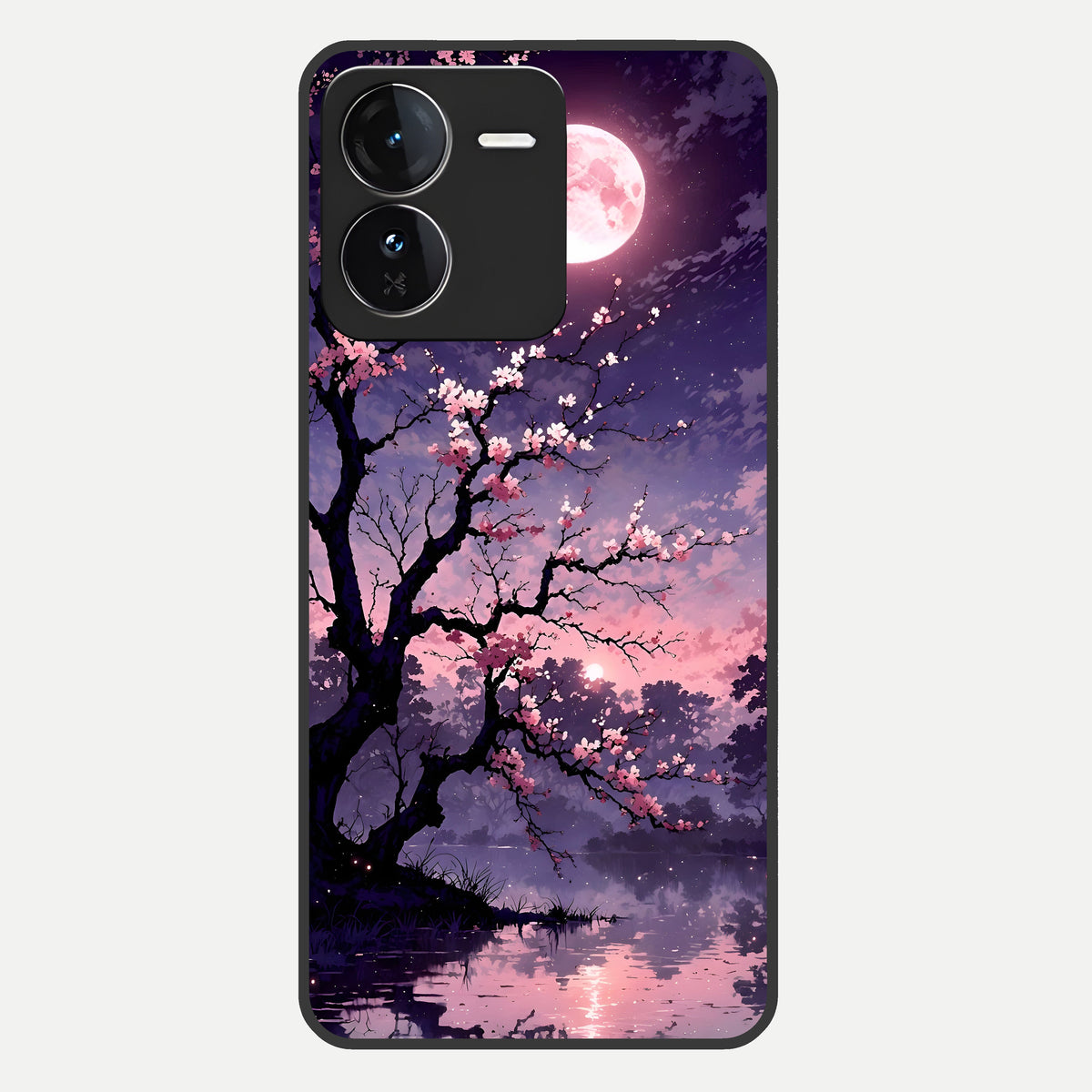  Blossom Pink Moon Glass Case For iQOO Z9 back cover – full design glossy printed glass finish
