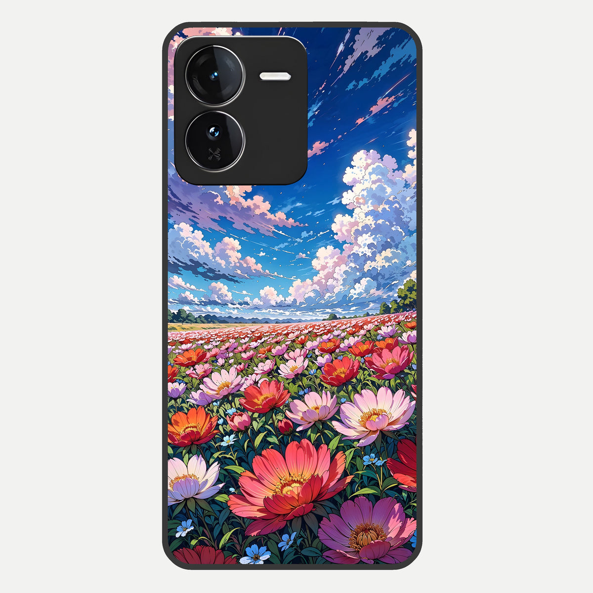  Blossom Sky Field Glass Case For iQOO Z9 back cover – full design glossy printed glass finish