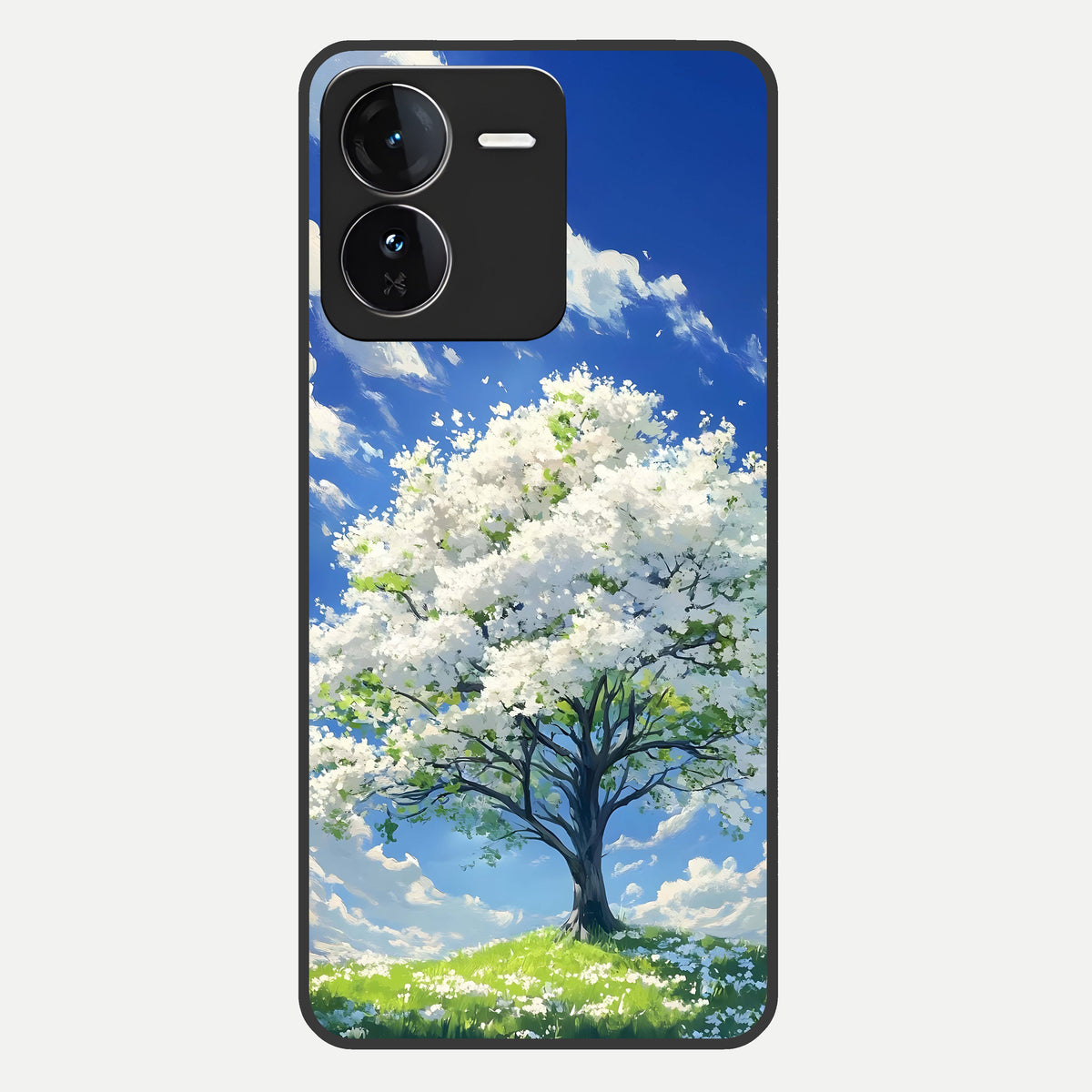  Blossom Sky Serenity Glass Case For iQOO Z9 back cover – full design glossy printed glass finish