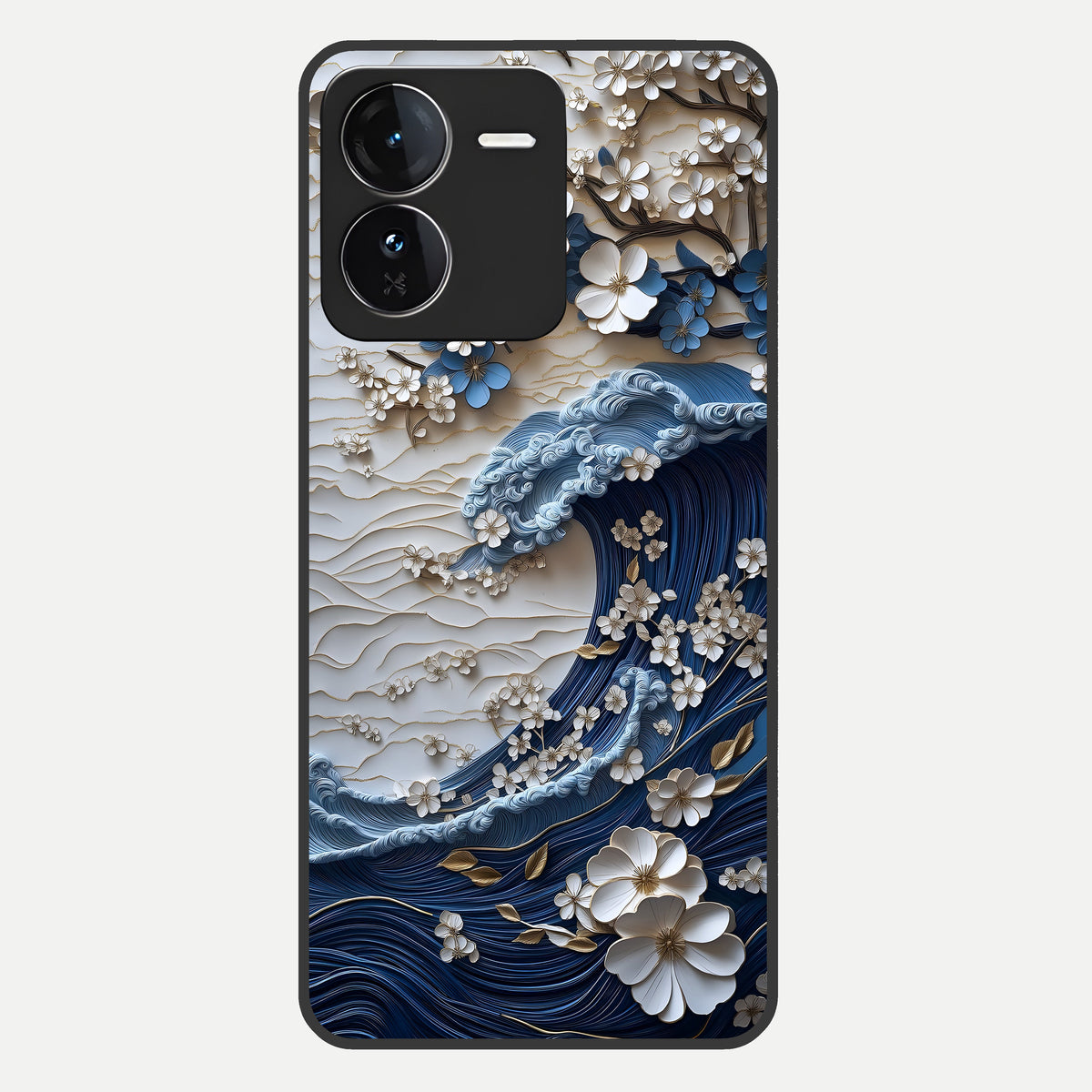  Blossom Wave Art Glass Case For iQOO Z9 back cover – full design glossy printed glass finish