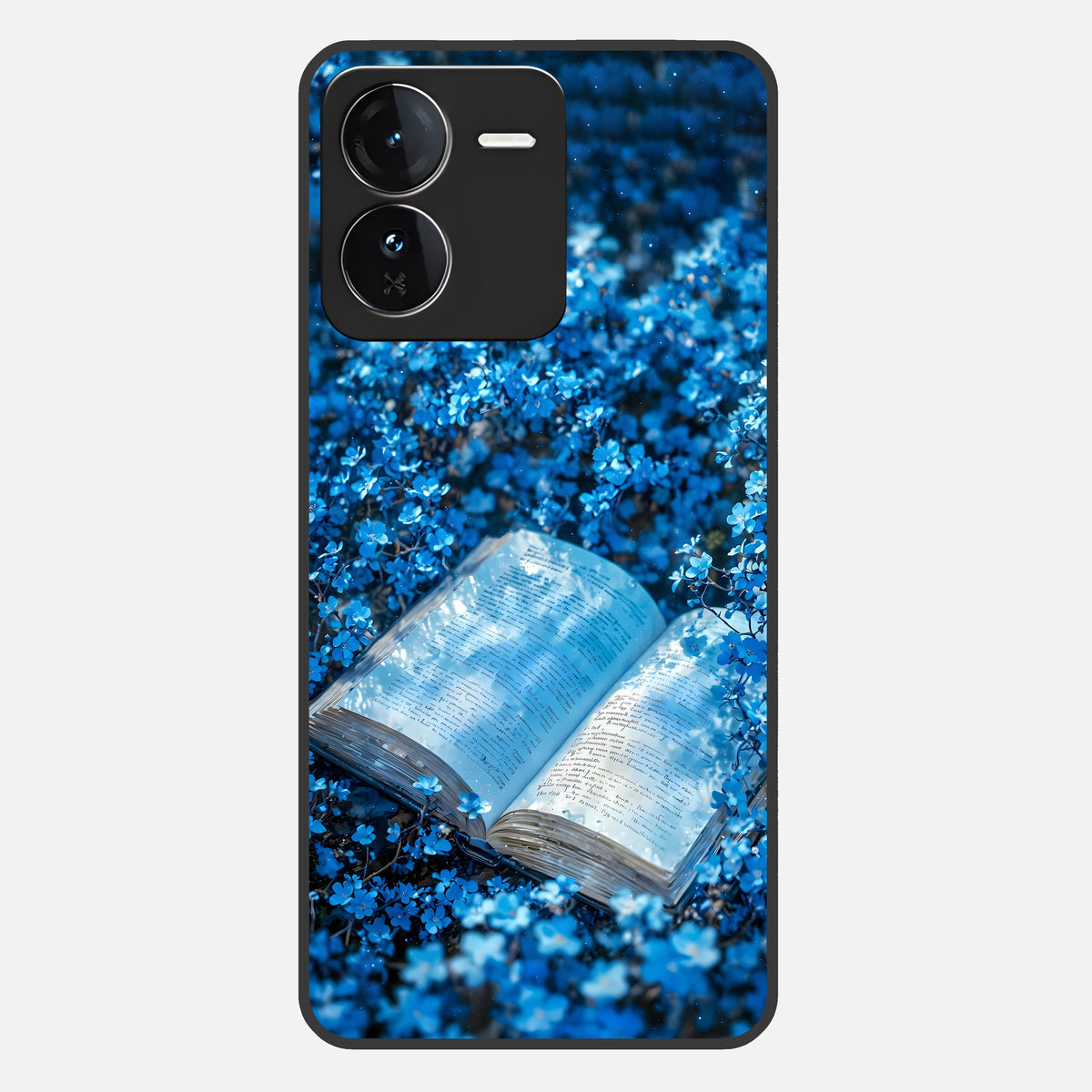  Blue Bloom Tales Glass Case For iQOO Z9 back cover – full design glossy printed glass finish