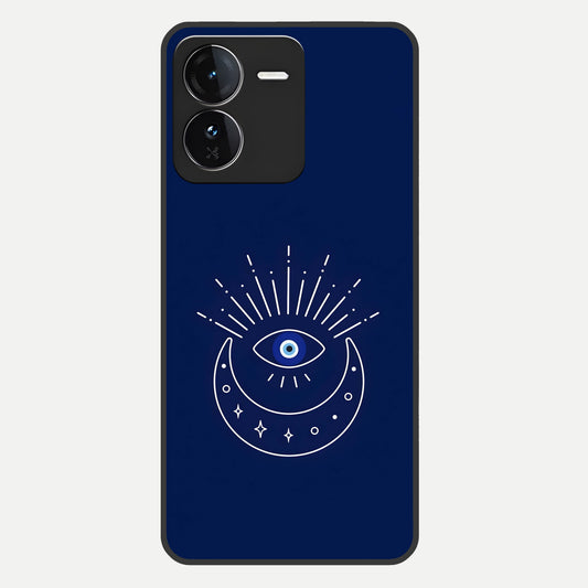  Blue Evil Eye Glass Case For iQOO Z9 back cover – full design glossy printed glass finish