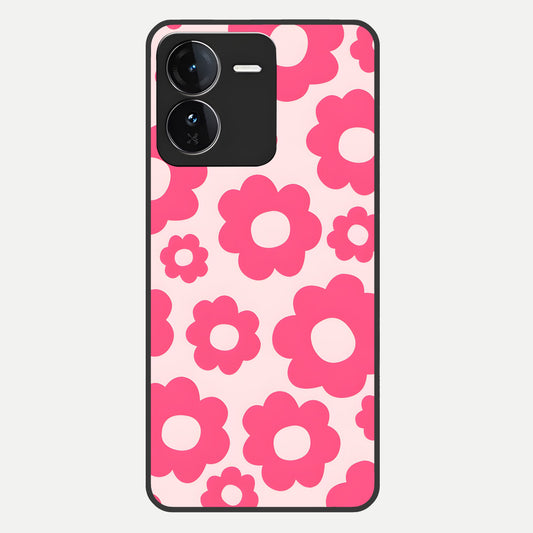  Blush Flower Pop Glass Case For iQOO Z9 back cover – full design glossy printed glass finish