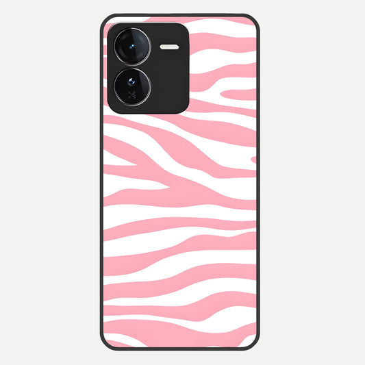  Blush Zebra Flow Glass Case For iQOO Z9 back cover – full design glossy printed glass finish