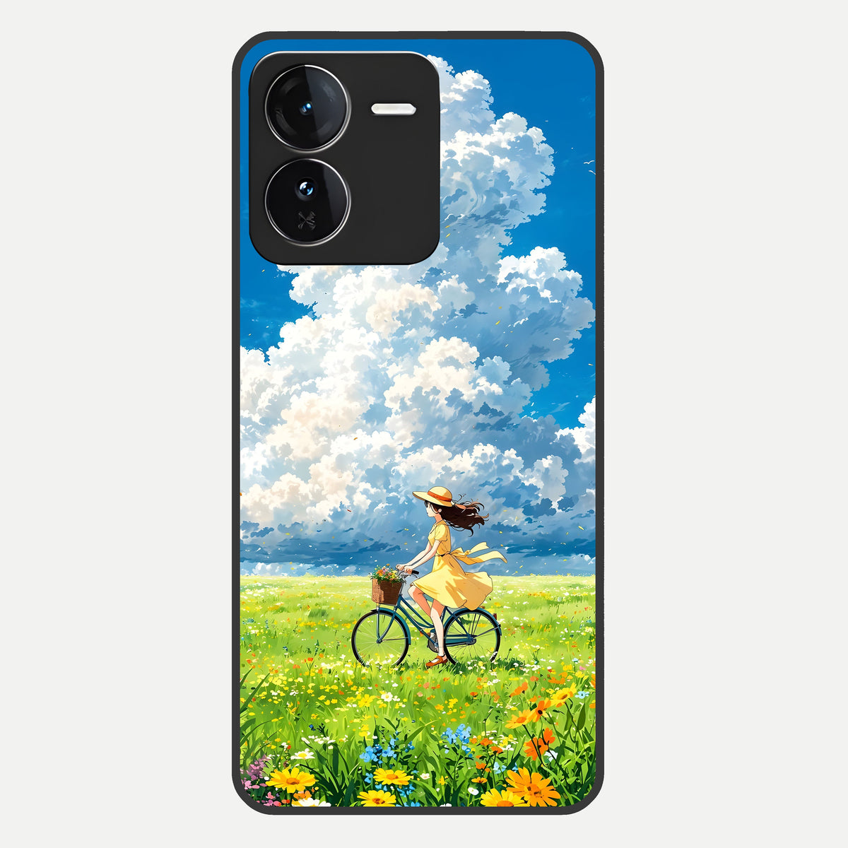  Breezy Meadow Ride Glass Case For iQOO Z9 back cover – full design glossy printed glass finish