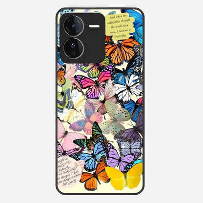 Butterflies Petal Dream Glass Case For iQOO Z9 back cover – full design glossy printed glass finish
