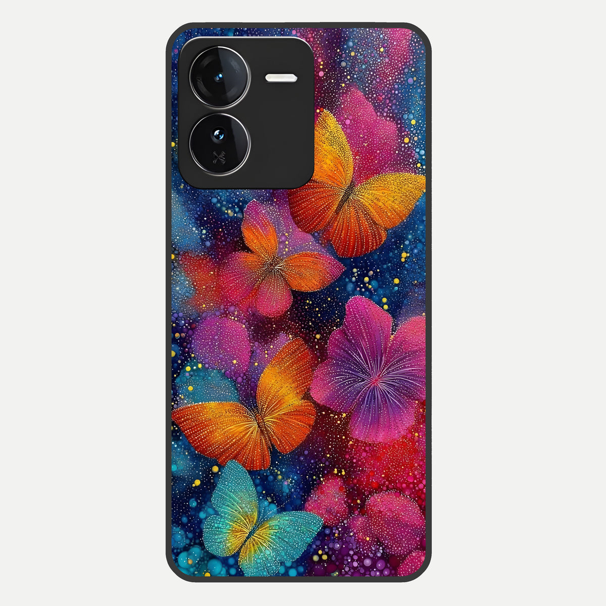  Butterfly Dream Mist Glass Case For iQOO Z9 back cover – full design glossy printed glass finish
