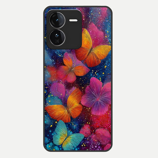  Butterfly Dream Mist Glass Case For iQOO Z9 back cover – full design glossy printed glass finish