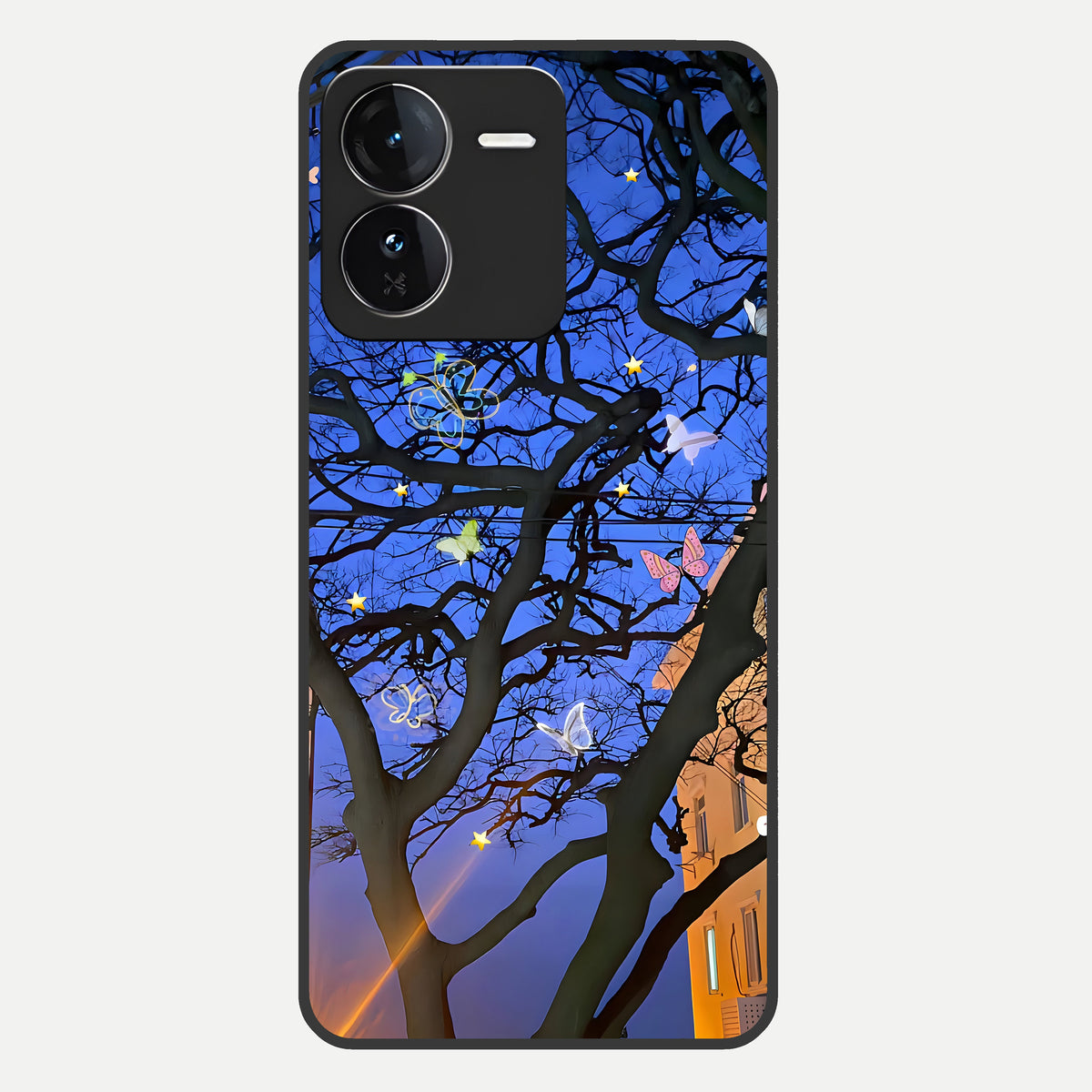  Butterfly Night Magic Glass Case For iQOO Z9 back cover – full design glossy printed glass finish