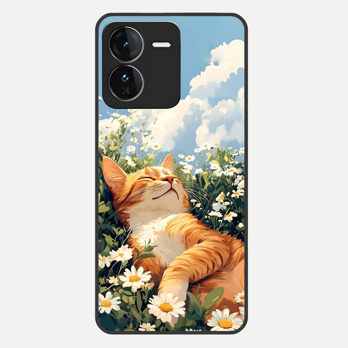  Cat And Flowers View Glass Case For iQOO Z9 back cover – full design glossy printed glass finish