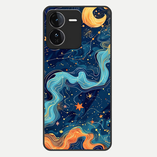  Celestial Dream Flow Glass Case For iQOO Z9 back cover – full design glossy printed glass finish